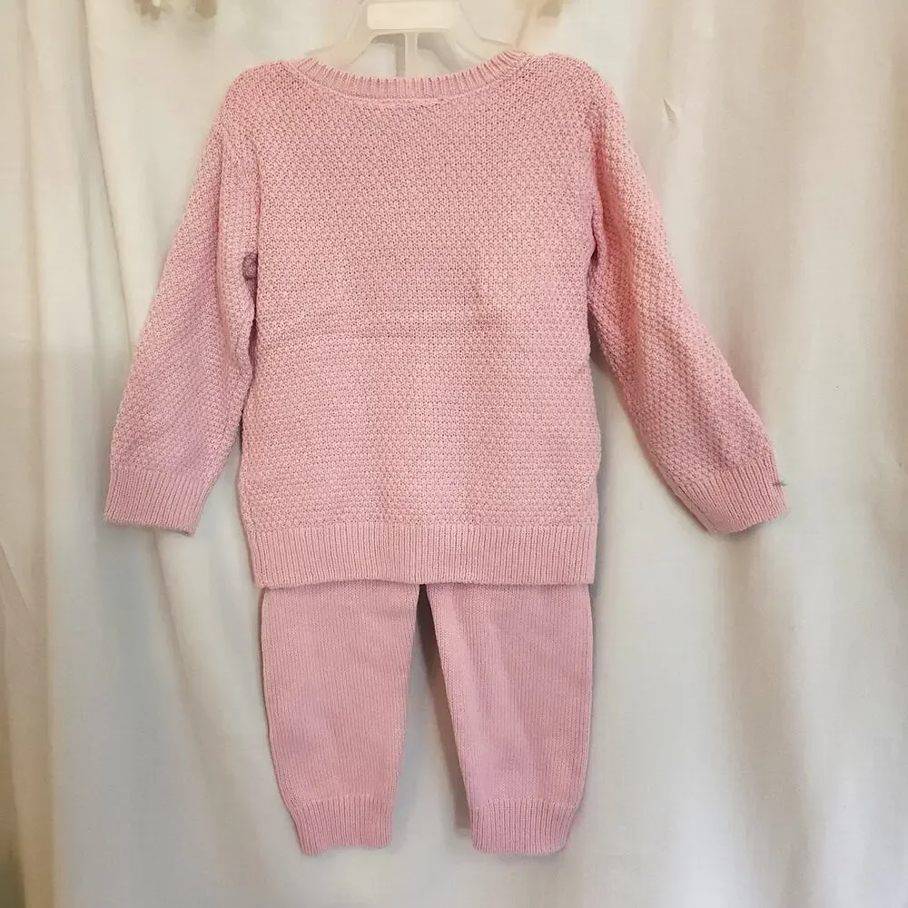 The Children's Place Baby Girl 12-18M Sweater Pants Set Floral NWT Pink